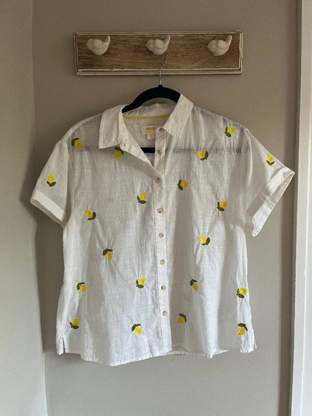 Maeve Women's White and Yellow Blouse